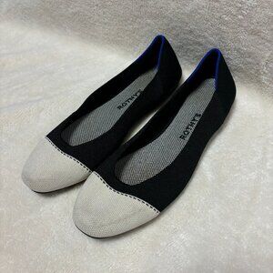 Rothy’s Womens The‎ Square in Moonlight (Cream) Cap-Toe and Black Size US 10.5